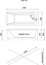 1ACReal Акриловая ванна Тори 150x70 – фотография-7